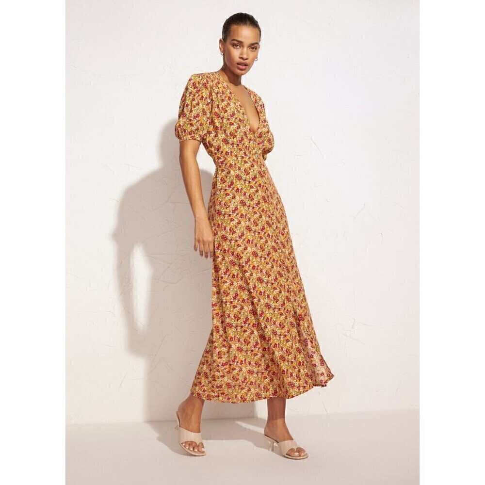 Faithfull The Brand Bellavista Midi Dress La Gomera Floral Print Size US 4